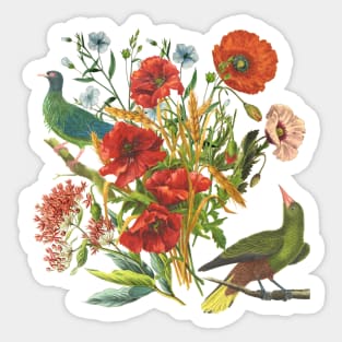 BIRDS & POPPIES Sticker